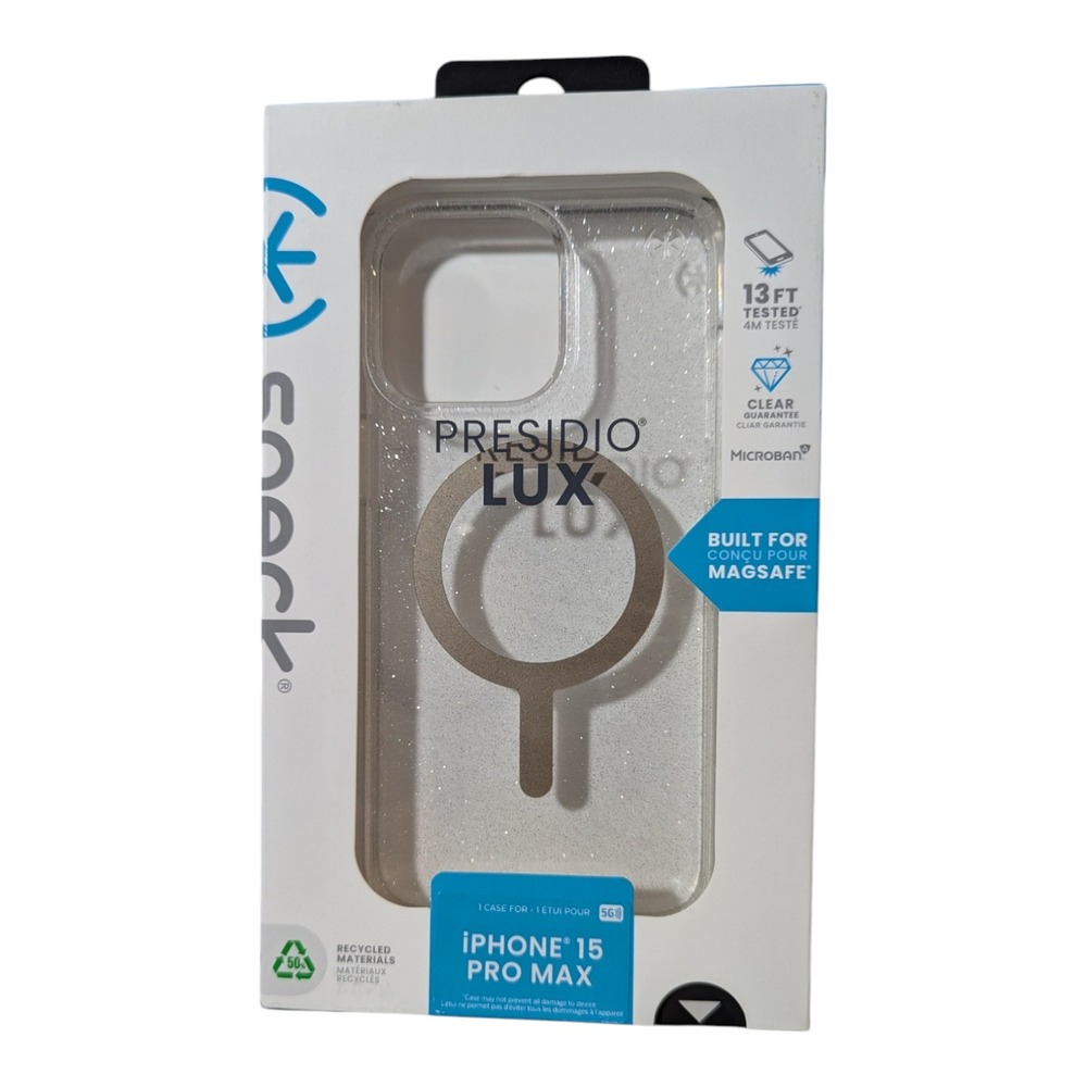 O1. Speck Presidio Lux Magsafe Case for Apple iPhone 15 Pro Max - Glitter Cover